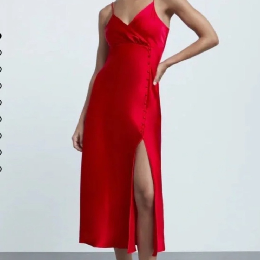 Zara Strappy satin dress